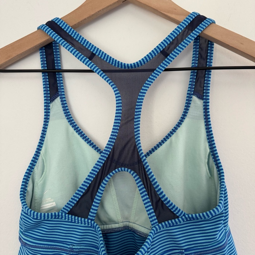 Nike Striped Racerback Sports Tank - Blue Stripes Size Small - Picture 6 of 8
